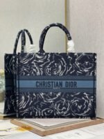 Dior Large Book Tote Bag Replica in Blue Dior Roses Embroidery - Image 8