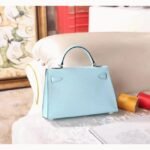 Blue Zephyr Epsom Copy Designer Hermes Kelly 20cm Handbag - Image 6