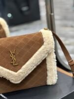 GABY MINI SATCHEL IN QUILTED SUEDE AND SHEARLING - Image 9