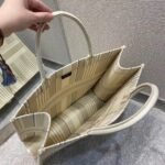 Dior Large Book Tote Bag Replica in Beige Stripes Embroidery - Image 7