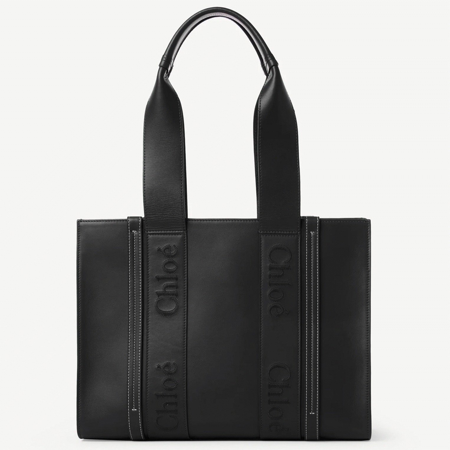 3110CA81-83DE-E341-6E58-67AD8F197865.jpg Top Quality Imitation Chloe Woody Medium Tote Bag In Black Calfskin - Image 1