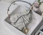 Dior Saddle Bag Fake in Grey Toile de Jouy Embroidery - Image 4