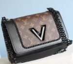 Louis Vuitton Epi Leather Twist MM Canvas Trompe loeil Braid Bag In All Black - Image 3