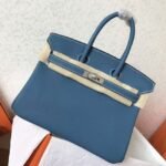 Luxury Hermes Birkin 25cm Counterfeit in Blue Jean Color