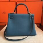 Blue Jean Clemence Replica Hermes Kelly Retourne 32cm Elegant Purse - Image 8