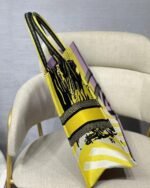 Dior Large Book Tote Bag Faux in Yellow D-Jungle Pop Embroidery - Image 7