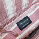 Dior Lady D-Lite Medium Bag Replica in Pink D-Stripes Embroidery - Image 9