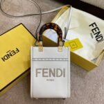 Top Quality Replica Fendi Mini Sunshine Shopper Bag In White Leather - Image 7