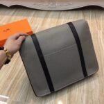 Grey Bicolor Imitation Hermes Steve Messenger Bag - Image 4