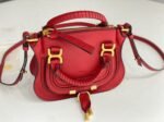 Red Grained Leather Chloe Marcie Mini Double Handle Fake Bag - Image 7