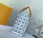 Louis Vuitton LV By The Pool Monogram Tiles Canvas Onthego MM Tote In Lagoon Blue - Image 4
