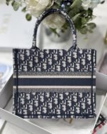 Dior Small Book Tote Bag Replica in Blue Dior Oblique Embroidery - Image 5