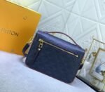 LV Monogram Empreinte Leather Metis In Navy Blue And Red - Image 3