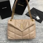 Saint Laurent Puffer Medium Chain Bag Beige Lambskin - Image 4