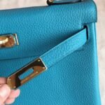 Turquoise Clemence Imitation Hermes Kelly Retourne 28cm Colorful Bag - Image 5