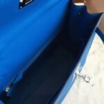 Blue Epsom Fake Hermes Kelly 32cm Sellier Fashion Handbag - Image 7