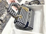 Dior Lady D-Lite Medium Bag Replica in Black   White Houndstooth Embroidery - Image 3