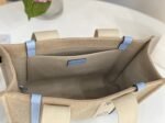 Top Quality Replica Chloe Woody Medium Tote Bag in Linen Canvas with Blue Leather - Image 9