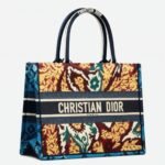 Dior Medium Book Tote Bag Replica in Blue Multicolor Dior Paisley Embroidery