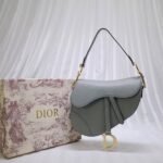 Dior Saddle Bag Fake in Gray Grained Calfskin - Image 8