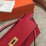Rouge Vif Epsom Fake Hermes Kelly Pochette Red Bold Clutch - Image 8