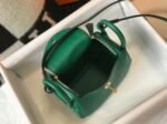 Designer replica Hermes Lindy Mini handbag in green clemence leather - Image 8