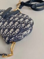 Dior Mini Saddle Bag Fake with Strap in Blue Oblique Jacquard - Image 5