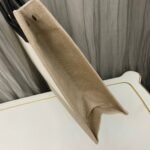 Knockoff Saint Laurent Rive Gauche Tote Bag White Linen and Black Leather - Image 8