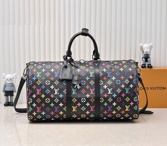 388DB04C-0D1D-DDDF-C0E7-48A086E00574.jpg LV X TM Multicolored Keepall Bandouliere 50 In Black - Image 1