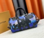 Louis Vuitton Monogram Eclipse Keepall Bandouliere 25 Travel Bag In Blue And Purple Sunrise - Image 5