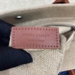 Knockoff Saint Laurent Rive Gauche Tote Bag White Linen and Brown Leather - Image 5