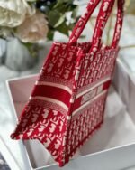 Dior Small Book Tote Bag Fake in Burgundy Dior Oblique Embroidery - Image 9