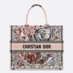 Dior Large Book Tote Bag Faux in Multicolor La Force Embroidery