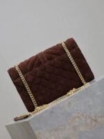 Saint Laurent Envelope Triquilt Small YSL Shoulder Bag in Suede - Image 7