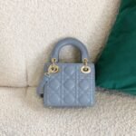 Dior Lady Dior Micro Bag Fake in Blue Cannage Lambskin - Image 3
