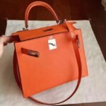 Orange Epsom Replica Hermes Kelly Sellier 28cm Bright Handbag - Image 3