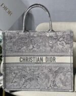 Dior Large Book Tote Bag Knockoff in Gray Toile de Jouy Reverse Embroidery - Image 3