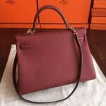 Bordeaux Clemence Replica Hermes Kelly 35cm Rich Color Bag - Image 2