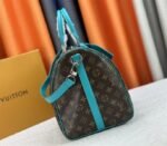 Louis Vuitton Monogram Macassar Canvas Keepall Bandouliere 50 In Turquoise Blue - Image 4