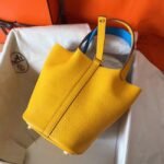 Yellow bicolor luxury copy Hermes Picotin Lock 18cm handbag - Image 7
