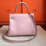 Rose Dragee Swift Replica High Quality Hermes Kelly Retourne 28cm Bag - Image 3