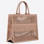 Dior Large Book Tote Bag Replica in Beige Mesh Embroidery
