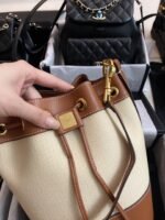 Small drawstring cabas marin in TEXTILE AND CALFSKIN - Image 9