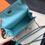 Celeste Swift Leather Fake Hermes Kelly Danse Light Blue Purse - Image 3