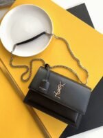Knockoff Saint Laurent Sunset Medium Chain Bag Noir Calfskin - Image 10