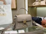 Top Quality Fake Chloe Mini Tess Day Bag In Grey Grained Leather - Image 6