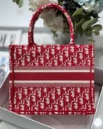 Dior Small Book Tote Bag Fake in Burgundy Dior Oblique Embroidery - Image 6