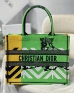 Dior Medium Book Tote Bag Faux in Green D-Jungle Pop Embroidery - Image 7