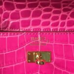 Rose Red Crocodile Replica Hermes Kelly Cut Clutch Elegant Accent Bag - Image 7