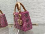 Dior Lady Dior Mini Chain Bag Fake in Satin with Pink Resin Pearl Embroidery - Image 7